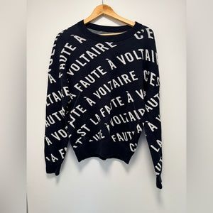 Zadig and Voltaire Navy Sweater “The fault of Voltaire”